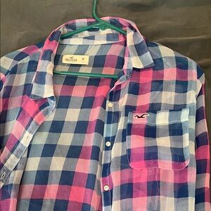 Hollister Men's Vibrant Plaid Button-Down Shirt